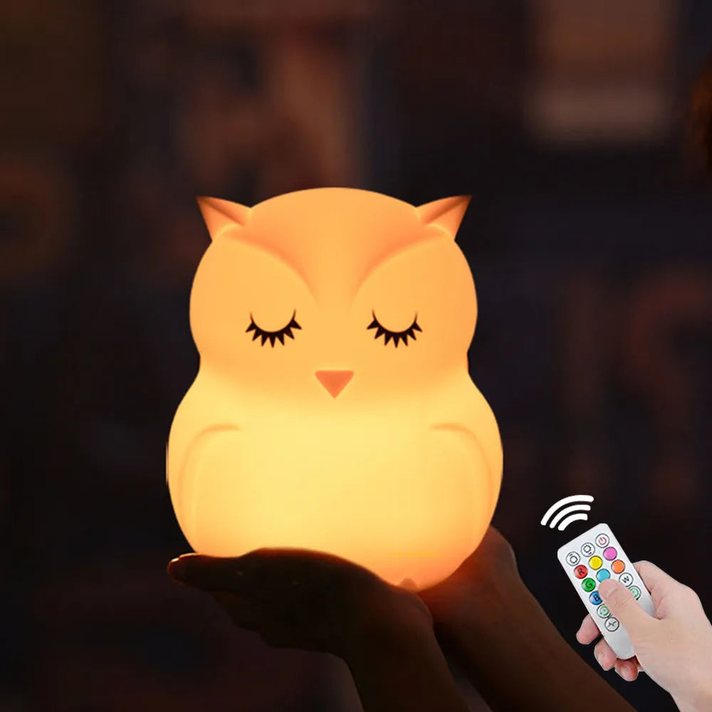 Owl LED Night Light Touch Sensor Remote Control